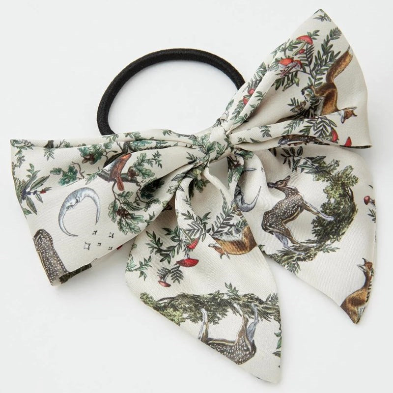 A Night's Tale - Grey Woodland Scene Scrunchie + Bow Set