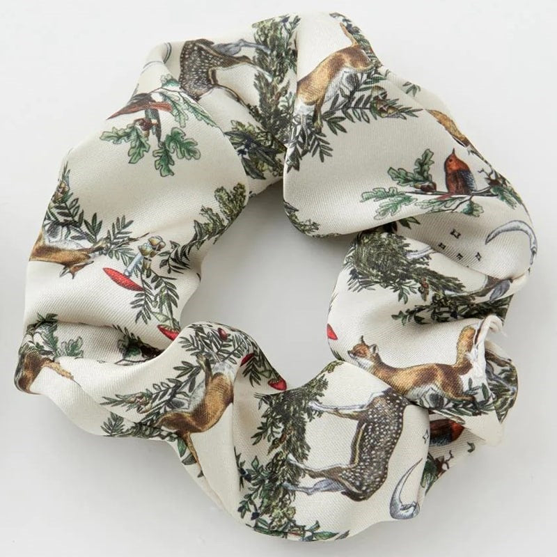 A Night's Tale - Grey Woodland Scene Scrunchie + Bow Set