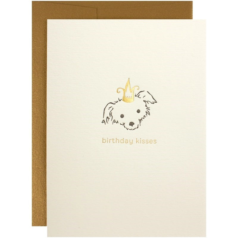 Birthday Kisses Adorable Animals Letterpress Card - Puppy