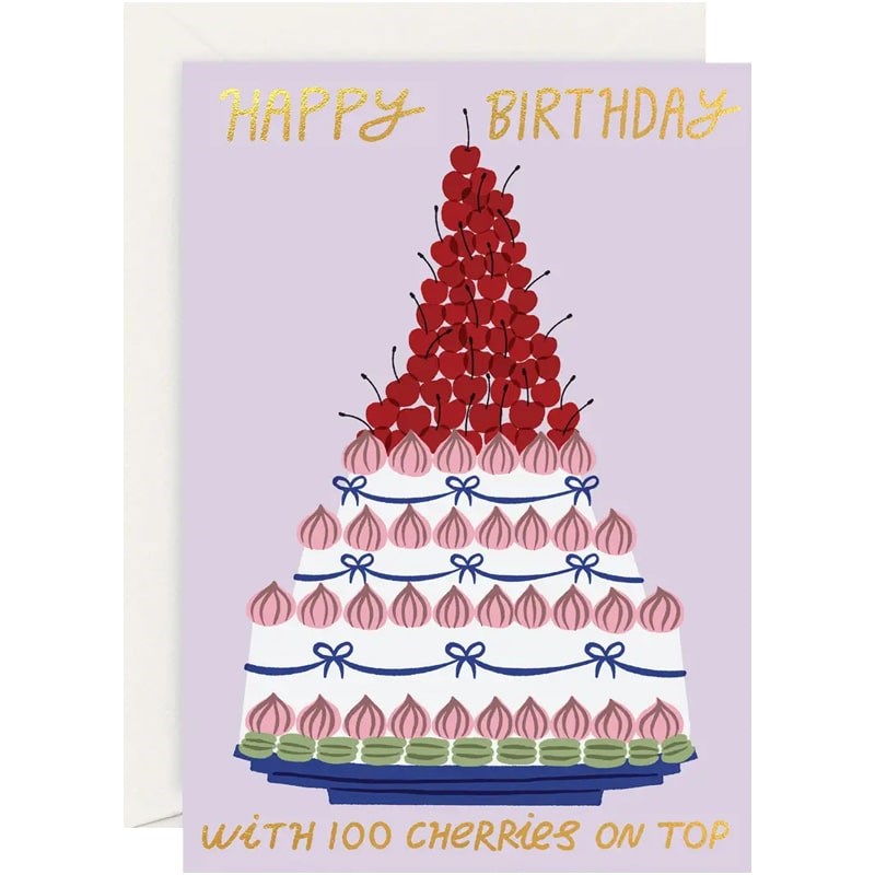 100 Cherries Happy Birthday Greeting Card