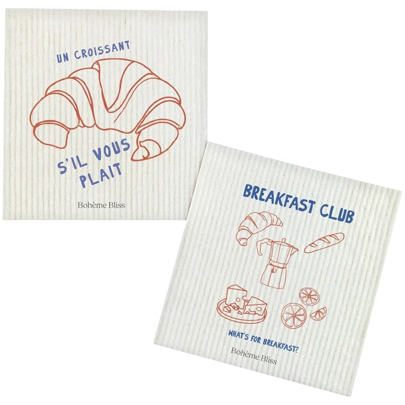 Breakfast Club, Un Croissant - Swedish Dish Cloth Set