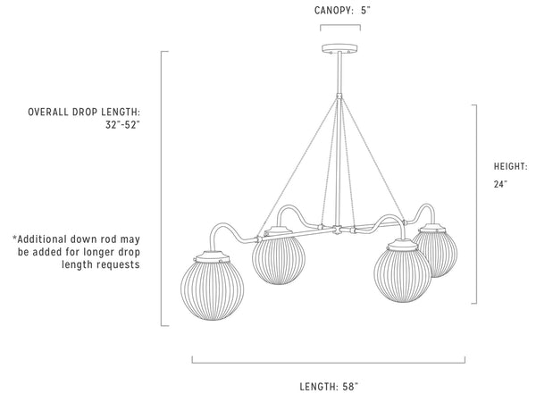 Hayden 4 Globe Chandelier Specs