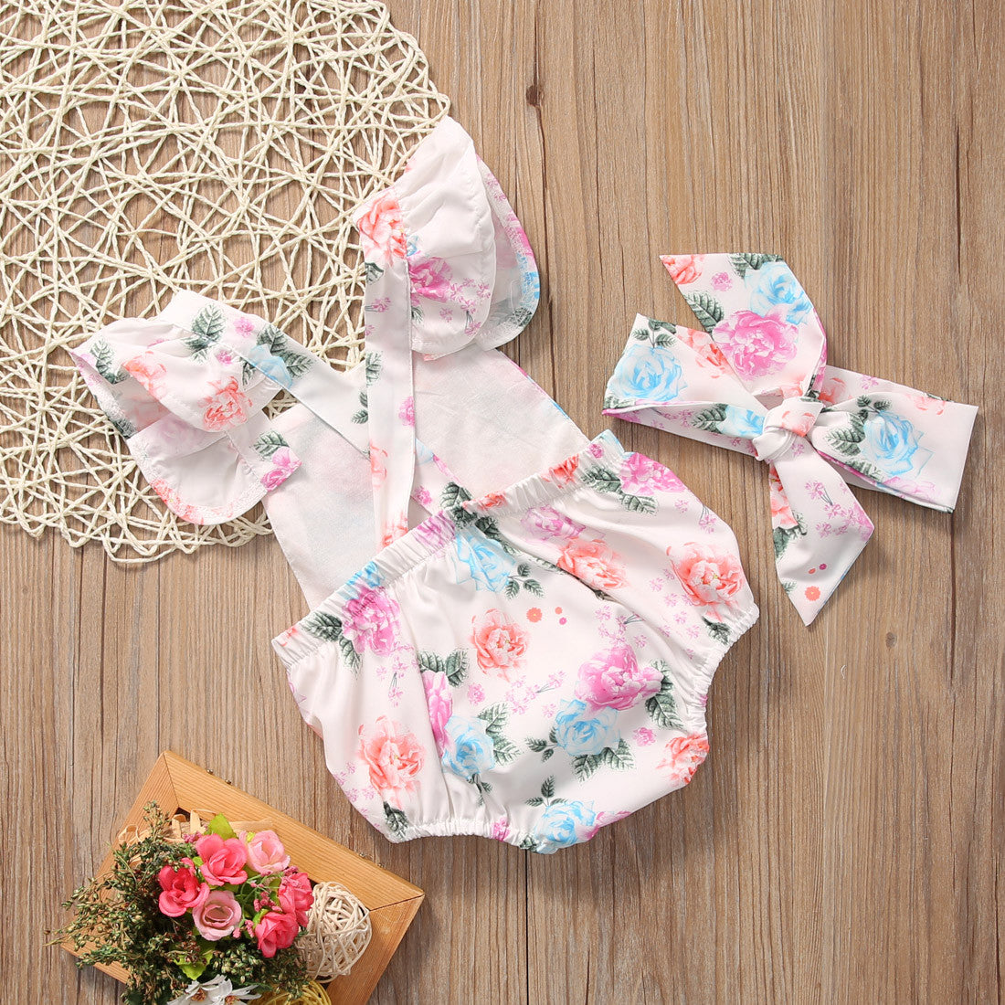 floral baby romper