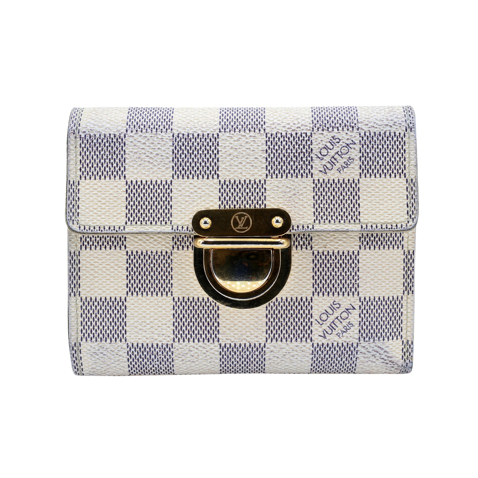 Louis Vuitton White Koala Damier Azur Coated Canvas Compact Push-lock Wallet  For Sale at 1stDibs