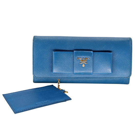 Prada Fiocco Bow Saffiano Lux Long Wallet (SHG-75XreP) – LuxeDH