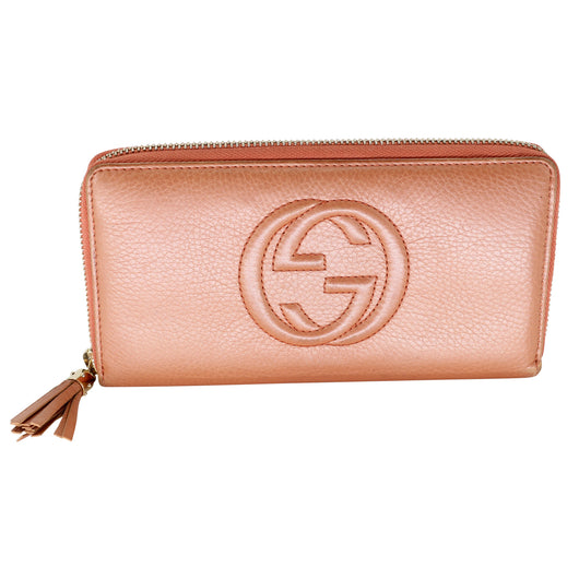 Gucci GG Guccissima Pink Leather Zip Around Wallet LV-W1110P-A003