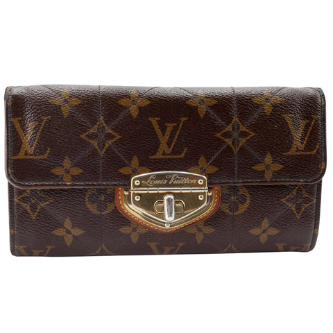 AUTH LOUIS VUITTON MONOGRAM BROWN LEATHER LONG FLAP WALLET ID WINDOW UNISEX