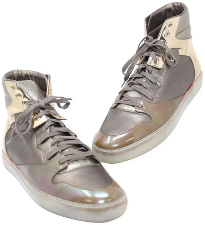 Balenciaga Metallic Patent Crinkled Leather High Top Men's Sneakers Size 41 BG-S0917P-0199 Balenciaga