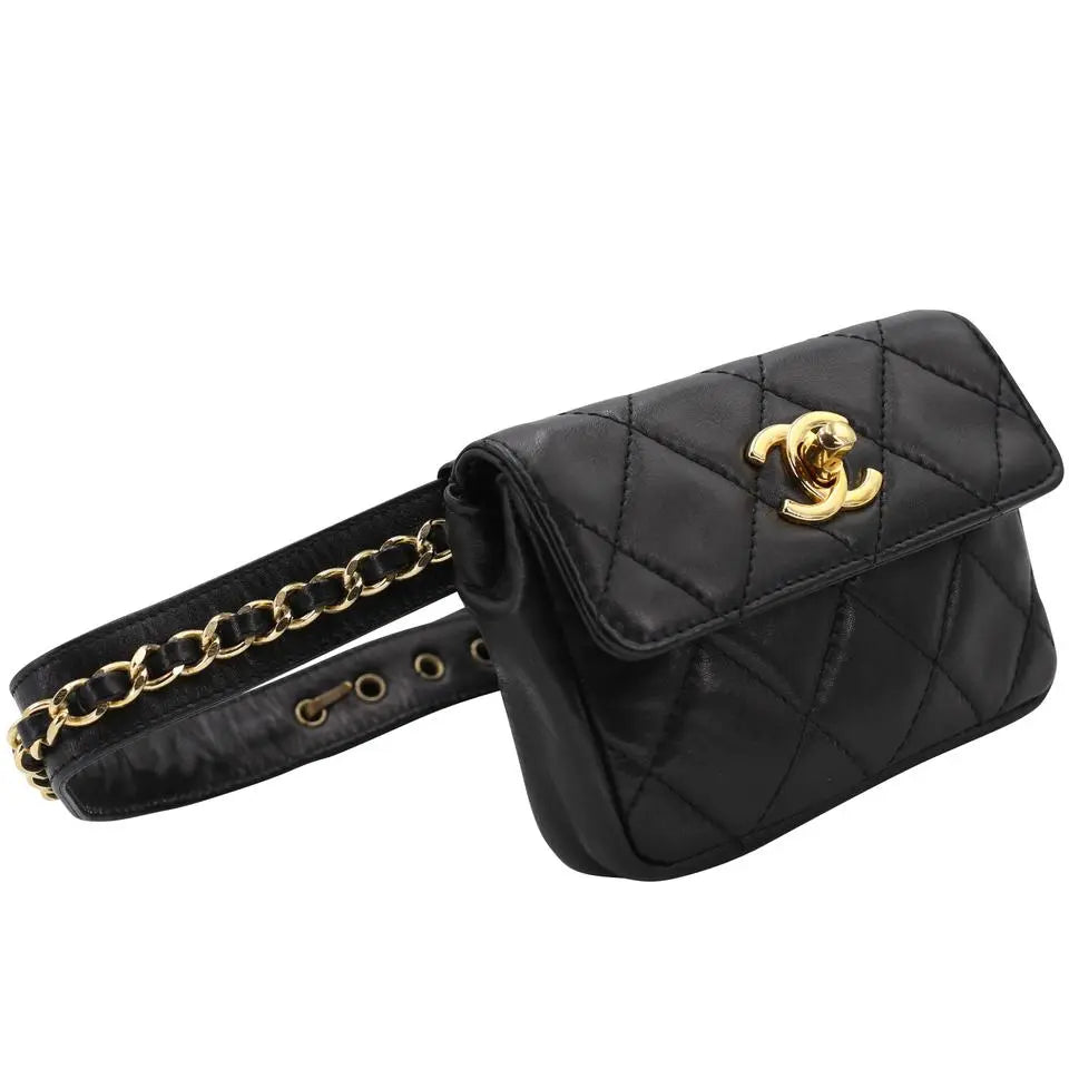 Chanel LAX Small Vertical Quilted Clutch / Pochette Black