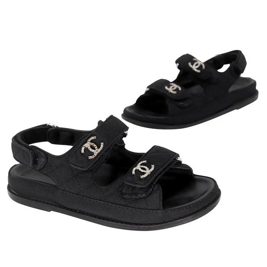 CHANEL, Shoes, Chanel Navy 28 Cc Slide Sandals Flats