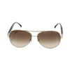 CHANEL Silver Aviator with Quilted Leather Sunglasses