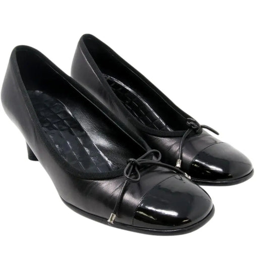 Chanel Classic CC Leather Cap Toe Elastic Ballet Flats Size 6  CC-S0930P-0371 – MISLUX