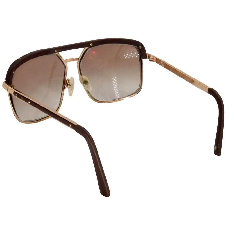 DIOR Brown Gradient Gold-tone Metal Frame Pilot Unisex Tinted Sunglasses Dior
