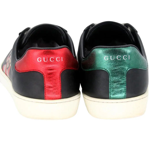 Gucci Snake Vaccine Black Monogram Low Top Shoes - Tagotee