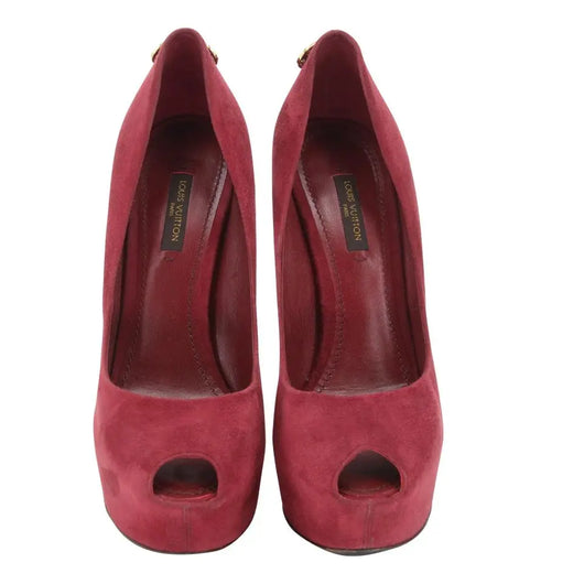 Louis Vuitton Red Suede Oh Really! Peep-Toe Pumps Size 38