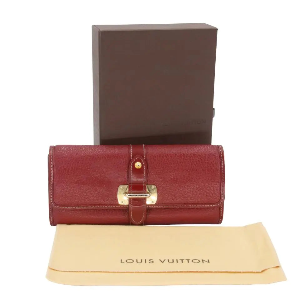 Louis Vuitton Pebbled Leather Strap Buckle Long Continental Wallet