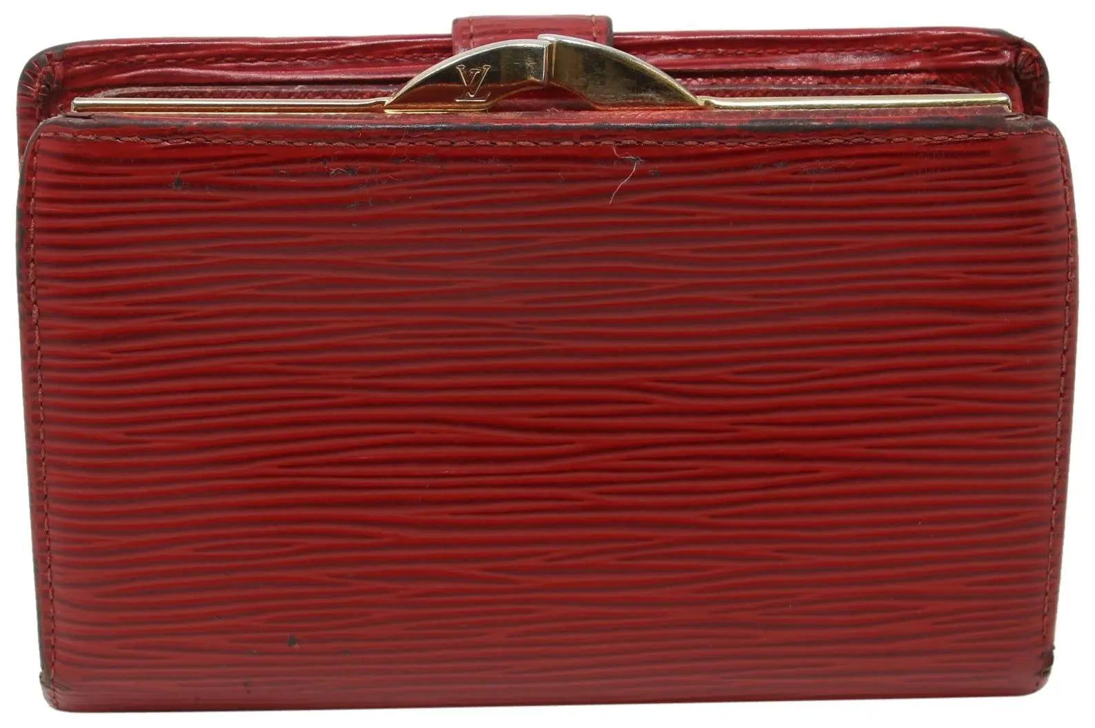 Louis Vuitton Red Epi Leather Kisslock Snap Bi-fold Wallet LV