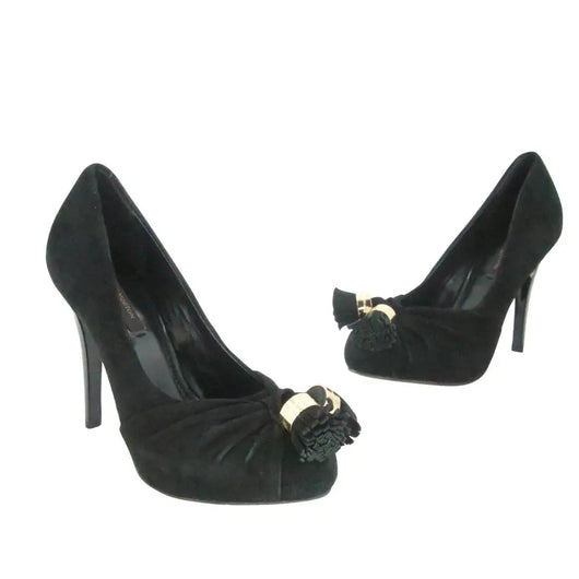 Louis Vuitton Black Suede Ankle Straps Pumps High Heel Shoes Size 38 -  Einna Sirrod