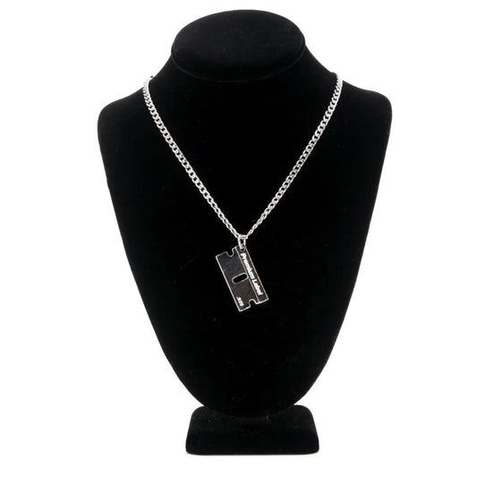 Men's Sterling Silver Razor Blade Necklace 