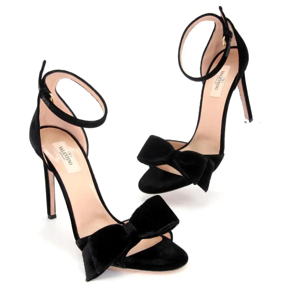 til tendens højen Valentino Black Garavani Velvet Bow Sandals High Heels Open Toe Pumps  VG-S0930P-0377 – MISLUX