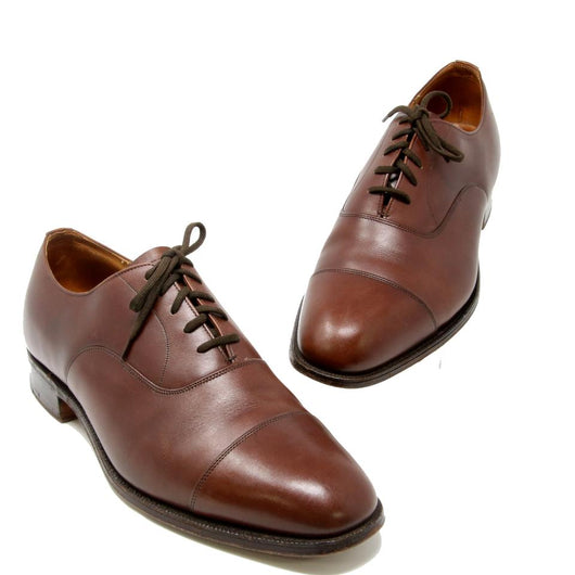 Brown Custom Grade Cap-toe Smooth Leather Lace Up Dress Shoes