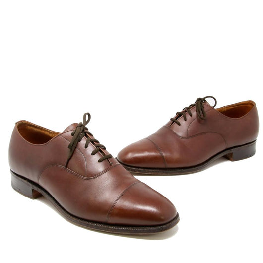 Brown Custom Grade Cap-toe Smooth Leather Lace Up Dress Shoes