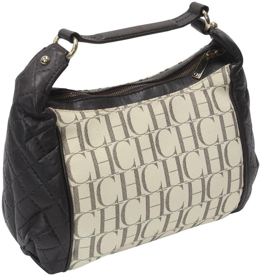 Carolina Herrera Black/Ivory Monogram Coated Canvas and Leather