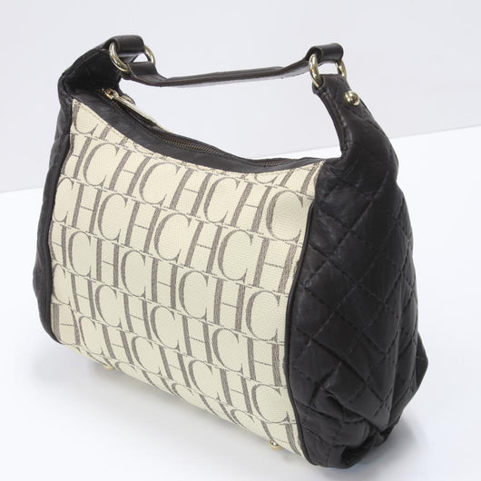 Carolina Herrera Black/Ivory Monogram Coated Canvas and Leather