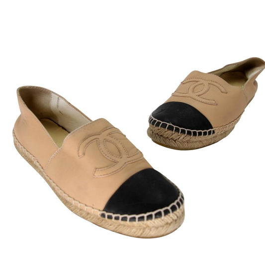 Chanel Espadrille 36 CC Cap Toe Leather Ballet Flats CC-0910N-0002