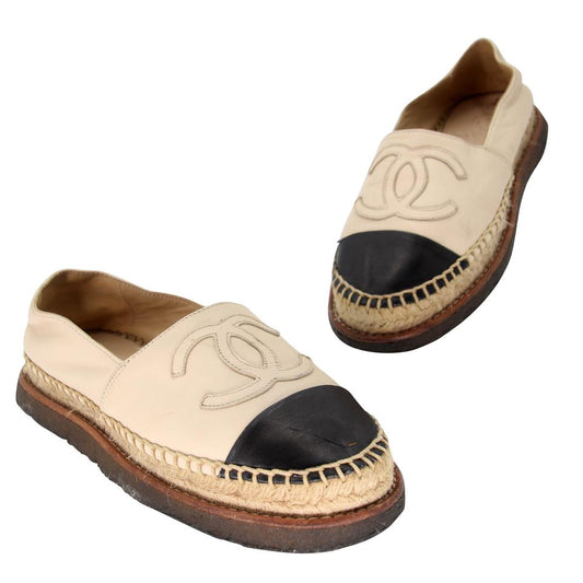 CHANEL Lambskin CC Espadrilles 38