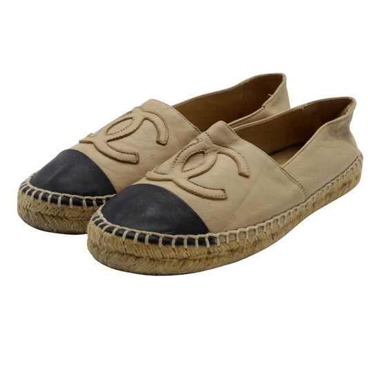 Chanel Espadrille 36 Leather Chain Quilted Flats CC-0225N-0043 – MISLUX