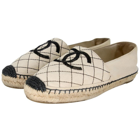 Chanel Espadrille 36 Monogram Canvas Diamond Quilted CC Flats CC-0321N-0076