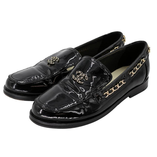 Chanel 2.55 Chain Loafers 37 Patent Leather Cc Logo Formal Shoes  CC-S0829-0006