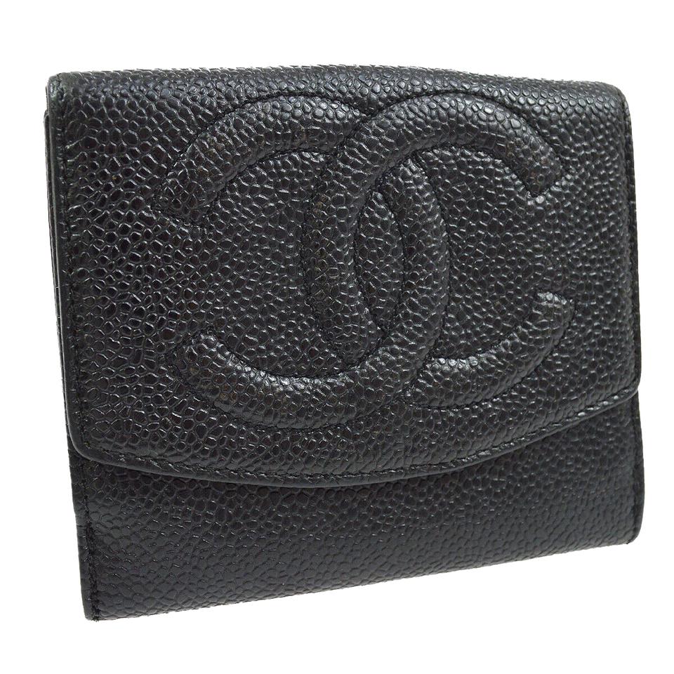 Chanel Long Zippy Caviar Leather Wallet in Black Color