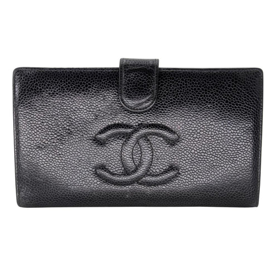 CHANEL, Bags, Chanel Black Quilted Lambskin Leather French Purse Wallet