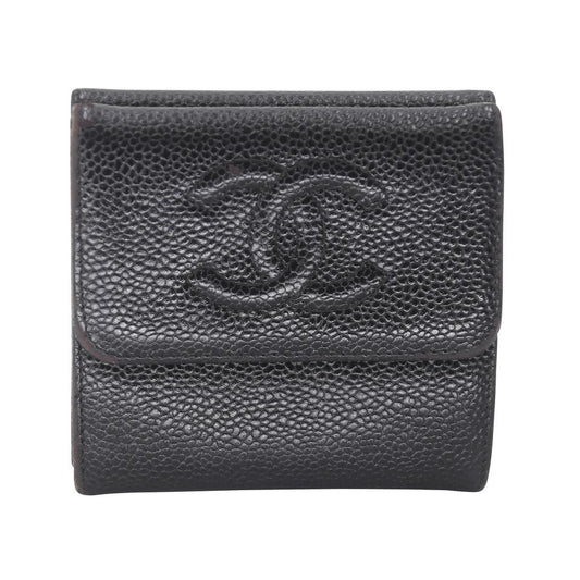 CHANEL Lambskin Quilted Flap Card Holder Wallet So Black 801186