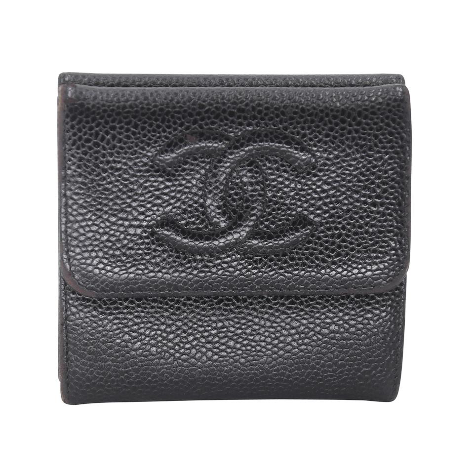 Chanel Compact Bifold Leather Caviar Purse Wallet CC-0624N-0013