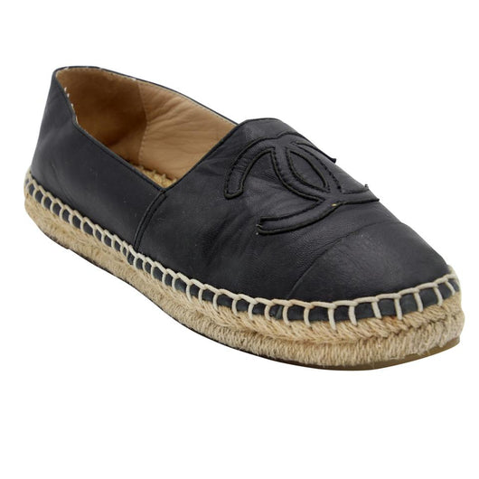 Chanel Espadrille 38 Leather CC Double Stacked Flats CC-0225N-0049