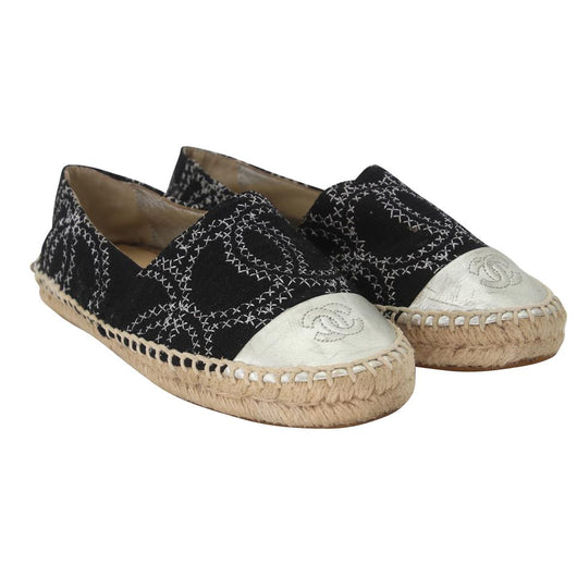 Chanel Espadrille 38 Tweed CC Cap Toe Flats CC-0525N-0208