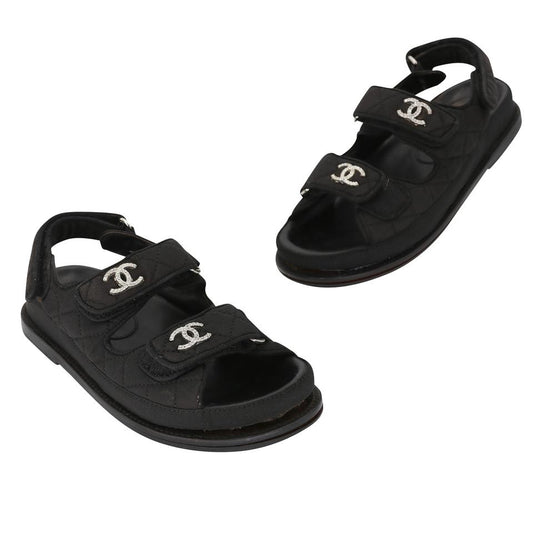 Chanel Chunky 39.5 Quilted Leather CC Dad Sandals CC-0525N-0213