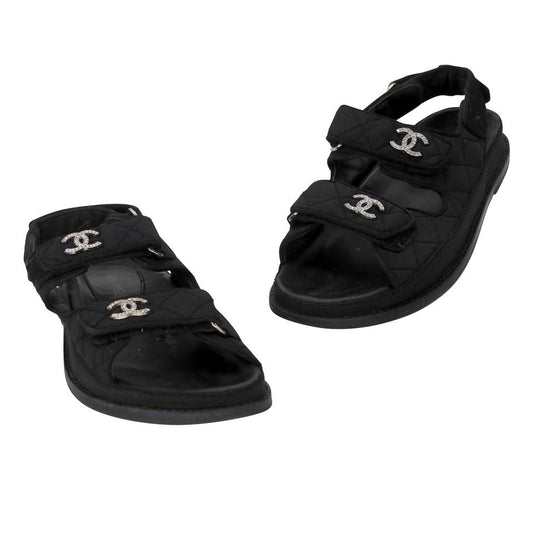 CHANEL Rubber CC Dad Sandals 41 Navy 705806