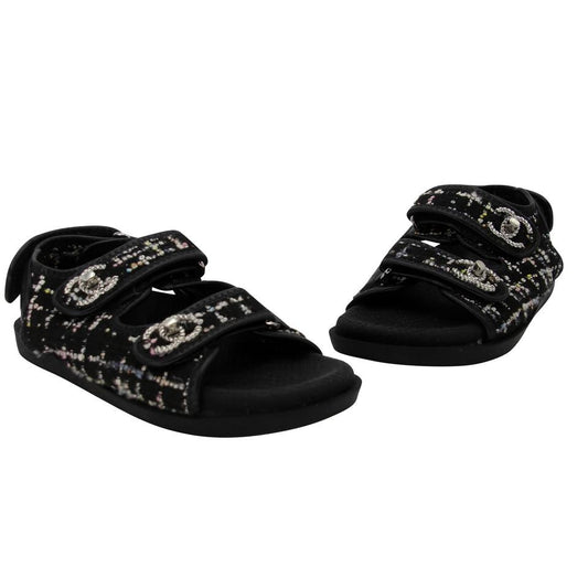 Chanel Dad 39 Tweed Fabric and Leather CC Sandals CC-S0207N-0003 – MISLUX