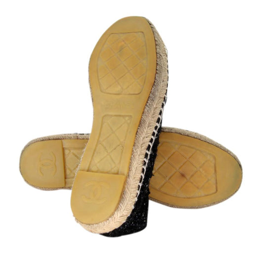 Chanel Espadrille 37 Tweed Canvas Cap-Toe CC Flats CC-0426N-0119 For Sale  at 1stDibs