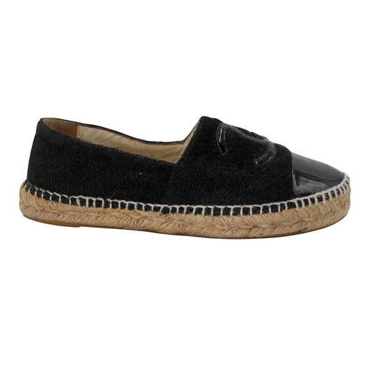 Chanel Espadrilles 39 Velvet Fabric CC Logo Cap-Toe Flats CC-0402N-0091