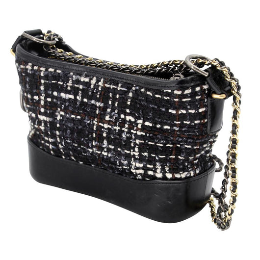 Chanel Gabrielle Mini Chainlink Tweed Two Tone CC-1109P-0007 Black Leather  at 1stDibs