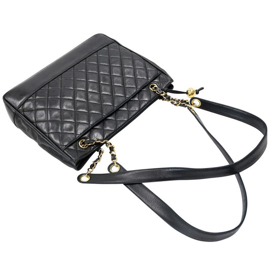 CHANEL Matelasse Pochette Chain Shoulder Black Women's Lambskin Bag