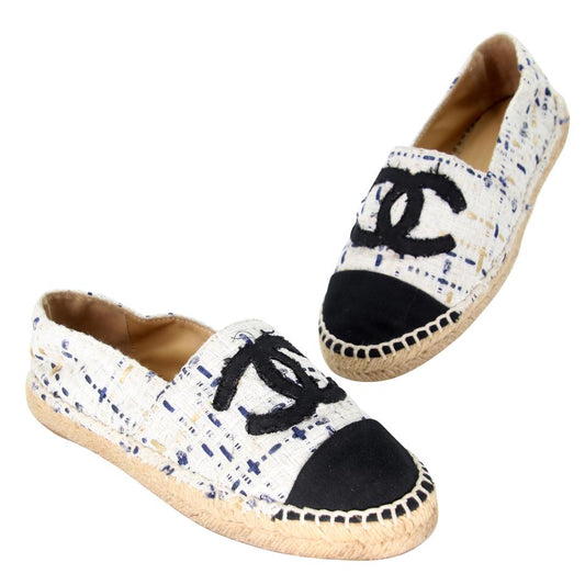 Chanel Embroidered Espadrille 36 Leather Cap Toe Flats CC-S0205N-0002
