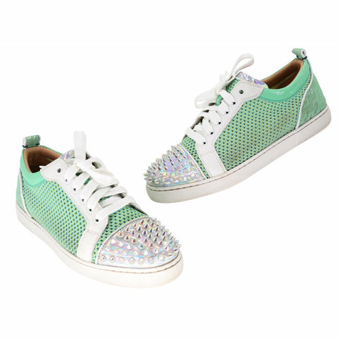 Christian Louboutin Multicolor Satin And Patent Leather Louis Junior Spikes  Sneakers Size 39 Christian Louboutin