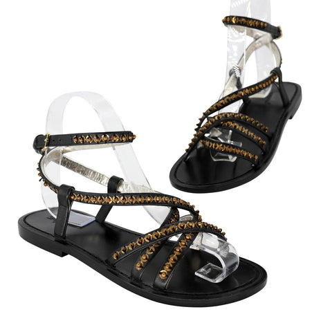 Daddy Pool Studded Leather and Webbing Sandals