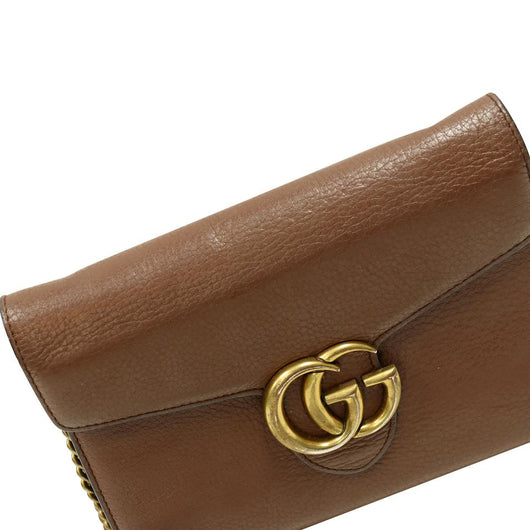 Gucci Marmont GG Gold Buckle Leather Crossbody Bag